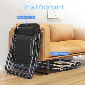 Muebles de exterior portátil <span class=keywords><strong>plegable</strong></span> de acero negro <span class=keywords><strong>tumbona</strong></span> Silla de playa silla reclinable multiposición - Product Image 3