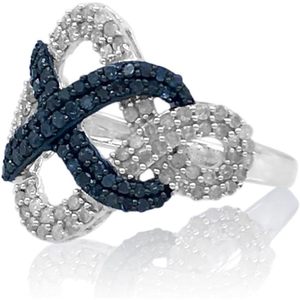 Jewelspaark <b>Diamond</b> <b>Ring</b> 1.19 Cttw White And Blue Round Brilliant Cut Engagement Band Size 7 Women's - Product Image 2