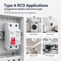 Dispositivo de Corriente Residual (RCD) Tipo A de 2P 6kA, Interruptor Diferencial RCCB de 30mA 100mA 300mA para Electrodomésticos con Inversor, Precio de Fábrica Chayo