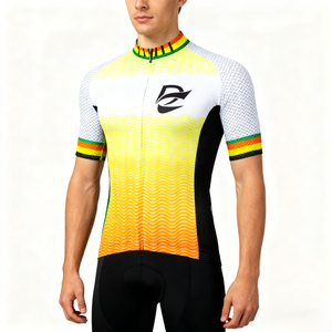 Maillot de cyclisme <span class=keywords><strong>d</strong></span>égradé jaune et blanc, personnalisable, unisexe, haut de cyclisme résistant aux plis, imperméable, équipement de cyclisme - Product Image 3