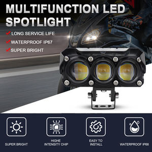 Feux de route/croisement avant à 3 lentilles pour moto, projecteurs auxiliaires LED jaunes et blancs en aluminium, éclairage de travail avec ventilateur pour remorque et camion - Product Image 3