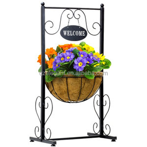 Giá Đỡ Giỏ Trồng Cây Bằng Sắt Rèn Chào Mừng Với Giỏ <span class=keywords><strong>Coco</strong></span> Sợi Lót - Product Image 1