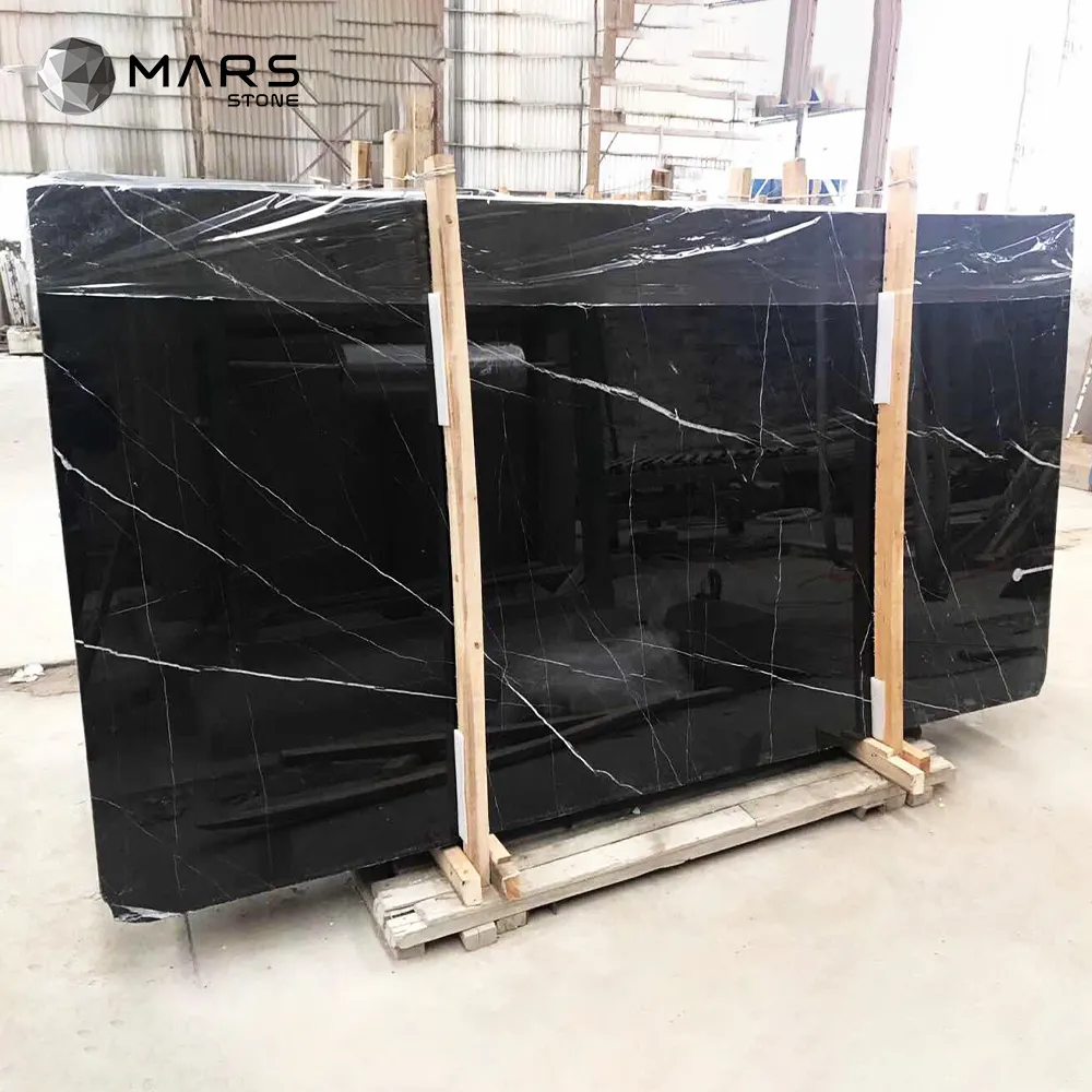 Elegant Chinese Natural Nero Marquina Black Marble for Interior Flooring Wall Slab and Tiles