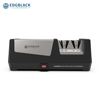 Aiguiseur de couteaux électrique compact EDGBLACK, 2 étapes, diamant, acier inoxydable, 360° # /600 #   Affûteur manuel universel à tension variable Grit