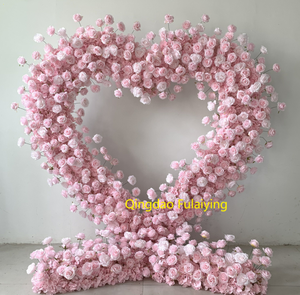 Hot Selling Red Heart Shape Blumen bogen Künstliche Rose Blumen hintergrund Hochzeit Bühnen dekoration Herz Blumen bogen - Product Image 2