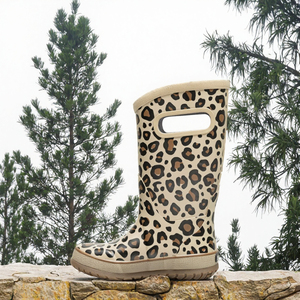 Bottes de pluie mi-mollet à imprimé léopard, imperméables, avec embout en acier, en caoutchouc, antidérapantes, à bout rond, pour la randonnée en extérieur - Product Image 3