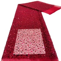 Vente en gros de sequnence multicolore broderie française dentelle perlée maille brillante tissu à paillettes de mariée africaine pour robe de mariée