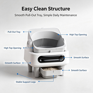 Litière Intelligente Carrée en Plastique à Couvercle Ouvert pour Chats, Contrôle par Application, <span class=keywords><strong>Robot</strong></span> Nettoyant Automatique pour Plusieurs Chats - Vente en Gros Usine - Product Image 5