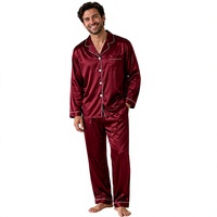 Ensemble de pyjamas en soie pour couples, pyjamas en satin à manches longues pour couples, vêtements de nuit boutonnés, ensemble de pyjamas deux pièces