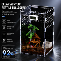 Terrarium en acrylique transparent pour reptiles, cage d'élevage ventilée pour lézards, geckos, araignées et serpents
