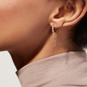 Juego de collar y pendientes colgantes de oro nuevo 2025 con tres cadenas de piedras preciosas de Zirconia cúbica brillante accesorio llamativo - Product Image 4