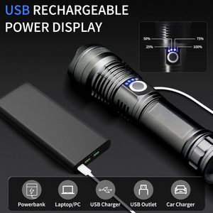 ไฟฉาย LED ฉุกเฉินแบบพกพา กันน้ำกลางแจ้ง ABS 1200 ลูเมนส์ ชาร์จ USB ได้ ระยะส่องไกล 500-600 เมตร มาตรฐาน IP55 - Product Image 4