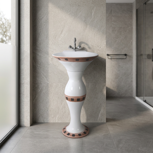 Dauphin Blanc Céramique Piédestal Plein Lavabo Lavabo Évier Stand Chaozhou Hôtel Salle De Bains Designer Inde Prix De Gros - Product Image 1
