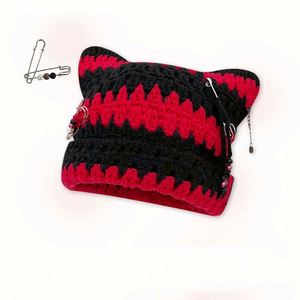 Chapeau carré punk tricoté unisexe fait main, multicolore en acrylique, idéal pour les voyages - Vente en gros - Product Image 5