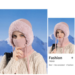 <span class=keywords><strong>Bonnet</strong></span> <span class=keywords><strong>en</strong></span> velours tricoté chaud pour <span class=keywords><strong>femme</strong></span>, idéal pour le cyclisme <span class=keywords><strong>en</strong></span> extérieur, avec broderie 3D camouflage et nœuds, style business - Product Image 4