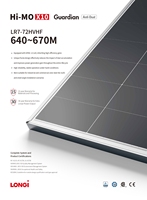 Panneau solaire Longi LR7-72HVHF-650M Hi-MO X10 650W HPBC 2.0 Verre simple 1500V Certifié IEC Utilisation commerciale