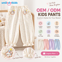 Smiledotkids Pantalons de jogging personnalisés pour enfants, imprimé cœurs, poches à rabat avec motifs animaux mignons, ourlet à volants, OEM ODM, vente en gros pour petites filles