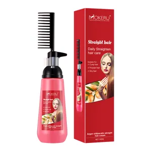 Lavagem MOKERU 150ml reta creme de cabelo com pente cabelo liso e macio amônia livre para o cabelo creme de alisamento brasileiro