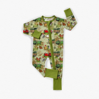Pyjama Confortable en Bambou Personnalisé, Combinaison Bébé en Bambou à Fermeture Éclair, Grenouillère Bébé Convertible à Fermeture Éclair