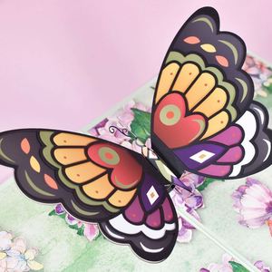 Vente en gros de cartes de vœux 3D papillon colorées imprimées, cartes pop-up de luxe découpées au laser - Product Image 1
