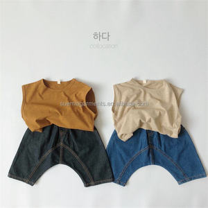 Shorts en <span class=keywords><strong>jean</strong></span> pour bébés et enfants, en coton 100%, couleur unie, fabrication sur mesure, faible MOQ, vêtements décontractés d'été pour garçons - Product Image 5