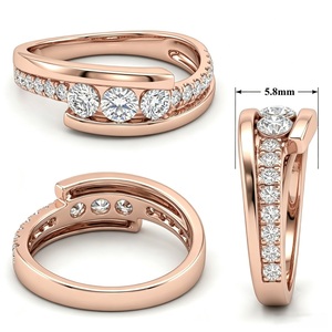 Anillo de Oro Rosa de 18K con Diamantes, Diseño Bypass, para Minoristas Globales de Joyería, Fabricación Personalizada OEM - Product Image 6