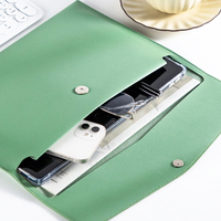 Bolsa para documentos de cuero PU con logotipo personalizado, bolsa para documentos de reunión, organizador minimalista, soporte para contrato, carpeta de archivos A4 impermeable