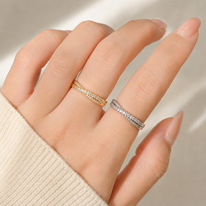 Anello a doppia fila, accessorio di moda per l'uso quotidiano femminile - Product Image 2