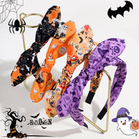 Serre-tête Noeud Halloween pour Femmes et Filles, Imprimé Citrouille, Fantôme, Toile d'Araignée, Accessoire Cheveux pour Fête, Cosplay et Déguisement