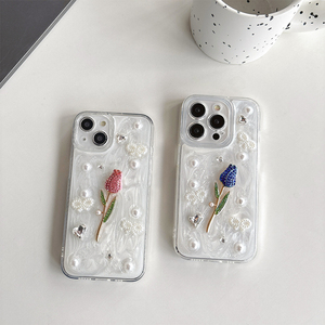 Custodia per <span class=keywords><strong>iPhone</strong></span> 16 in Resina Epossidica con Glitter, Perle e Strass, Stile Coreano per Donne, Compatibile con <span class=keywords><strong>iPhone</strong></span> 14, 15 Pro Max, 13, 12, 17 - Product Image 2
