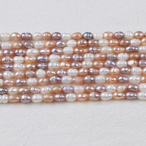 Perles d'eau douce naturelles en forme de riz de 4-5 mm en vrac, produit semi-fini, chaîne de perles de Zhuji, chaîne de perles de riz semi-finies - Product Image 5