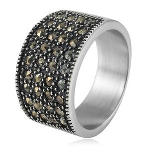 yunnique Women's <b>Titanium</b> Steel Gemstone <b>Ring</b> Pave Setting Geometric Design Gift Jewelry - Product Image 1
