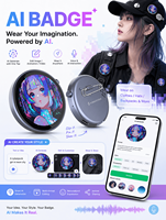 Tarjeta de Identificación Digital con IA, Asistente de Voz, Pantalla Táctil IPS, Bluetooth, Etiqueta Inteligente con Nombre Personalizado, Pantalla Animada Recargable