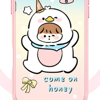 Coque de téléphone pour garçon motif canard de dessin animé mignon pour iPhone 17 16 15 Pro Max, étui de protection souple antichoc en TPU dégradé pastel