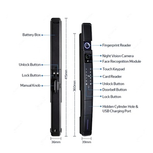 Simple <b>Door</b> Handle Settings Tuya Wifi Cloud WiFi 3D Face Recognition Digital Fingerprint Lock with Video <b>Intercom</b> Function - Product Image 3