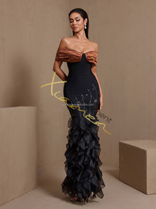 Ocstrade Nuovi Arrivi <span class=keywords><strong>Abiti</strong></span> da Donna <span class=keywords><strong>Eleganti</strong></span> per Feste Serate Senza Spalline con Rete, Volant e Perline - Product Image 3