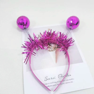Party New Year Sparkle <strong>Disco</strong> Tinsel <strong>Headband</strong> with Laser Mirror <strong>Ball</strong> &amp; Plastic Hairband for Chinese New Year &amp; New Year Parties - Product Image 2