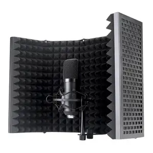 Mikrofon Perisai Isolasi Mikrofon Desktop Lima Panel Logam untuk Studio Rekaman Penutup Kedap Suara