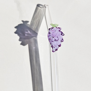 Personnalisé Écologique 8mm Transparent Anti-Rides Haute Pailles En Verre Borosilicate 200mm Isolé Fruit Charme Accessoires Réutilisables - Product Image 4