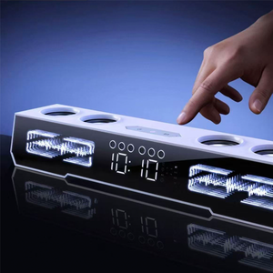 Barre de son stéréo <span class=keywords><strong>sans</strong></span> <span class=keywords><strong>fil</strong></span> RGB pour ordinateur avec horloge de bureau et caisson de basses à <span class=keywords><strong>radiateur</strong></span> passif pour le gaming - Product Image 2