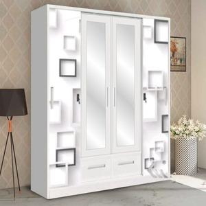 <span class=keywords><strong>Armadio</strong></span> Moderno per Camera da Letto, Guardaroba in Metallo con 4 <span class=keywords><strong>Ante</strong></span>, Mobile con 2 <span class=keywords><strong>Ante</strong></span> <span class=keywords><strong>Scorrevoli</strong></span> a <span class=keywords><strong>Specchio</strong></span> - Product Image 5