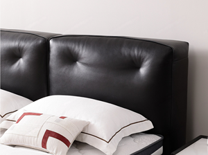 Lit double 1,8 m de style minimaliste, lit flottant en cuir <span class=keywords><strong>Dilan</strong></span>, dossier rembourré en duvet doux, éclairage, fenêtre flottante - Product Image 4