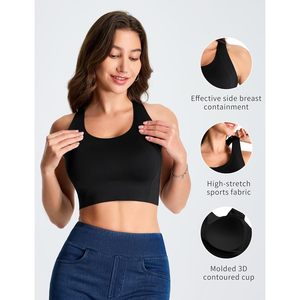 สปอร์ตบราไร้สายสำหรับผู้หญิง แบบ Racerback คอกว้าง ไร้ตะเข็บ เสริมฟองน้ำ รองรับแรงกระแทกต่ำ พร้อมแผ่นรองหน้าอกแบบถอดได้ - Product Image 5