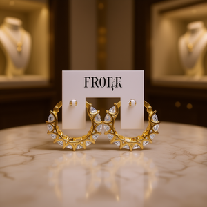 Orecchini a Cerchio FroiiK in Oro 18K con Cristalli, Design Geometrico, Gioielli da Donna per Uso Quotidiano - Product Image 2