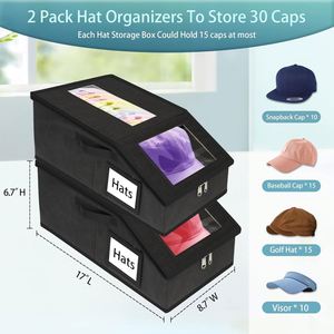 Stackable <b>Hat</b> Storage for Baseball Caps, <b>Hat</b> Storage <b>Boxes</b> for Closet, Holds up to 30 Caps with Cardboard, <b>Hat</b> Organizer - Product Image 2