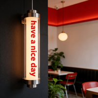 Boîte à lumière LED cylindrique personnalisée en acrylique et aluminium - Tube décoratif suspendu haute luminosité, écologique, pour usage extérieur en magasin