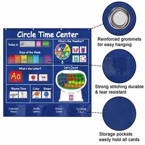 Circle Time Center Pocket Chart <b>Calendar</b> Educational Classroom Pocket Chart with Learning Shapes Colors School Office Supply - Product Image 2