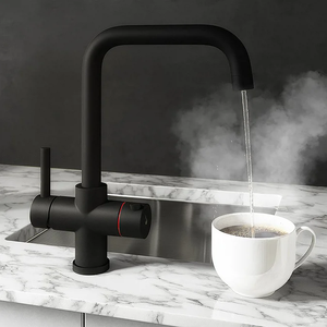 Rubinetti estraibili a doppio lavello in ottone <span class=keywords><strong>miscelatore</strong></span> a manico singolo rubinetti da <span class=keywords><strong>cucina</strong></span>, rubinetto per acqua bollente istantaneo <span class=keywords><strong>nero</strong></span> opaco con Boiler e filtro - Product Image 6