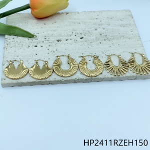 Orecchini pendenti placcati in oro Chic 3 paia Per carta stili alla moda Per ogni giorno e feste - Product Image 1