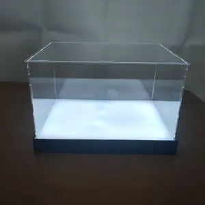 Custom made self-assembled acrylic makeup cosmetics display case sneaker shoes storage box led shadow box with LED lights